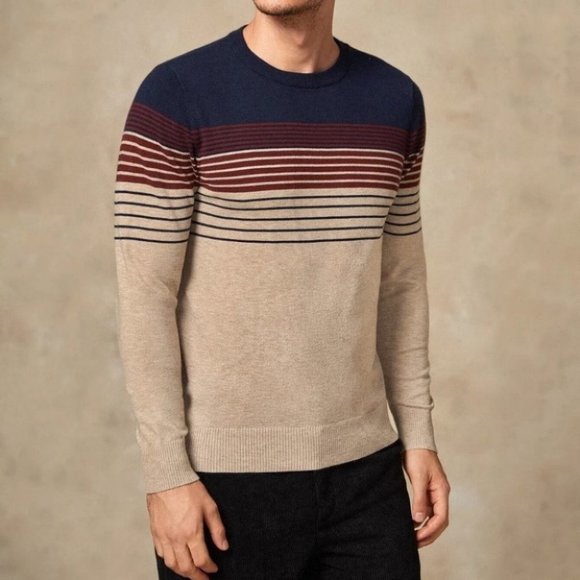 Tan Mens Pattern Sweater - Picture 3 of 4